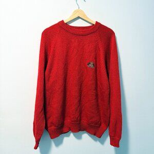 Vintage UII Sports Red Knit Sweater Crown Olympic Crest M